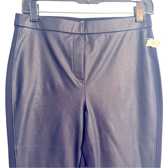 Chico’s Faux-Leather Front Ponte Navy BLUE Leggings NEW Sz 4 women - Picture 9 of 16